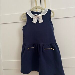 Janie and Jack Navy Dress with White Bow Collar